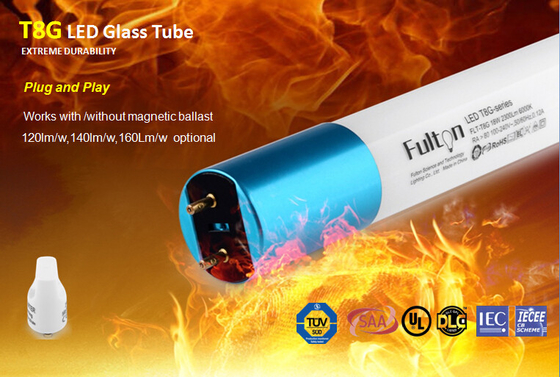 lumière de tube de verre de 130lm/w SMD2835 LED T8, certificat de SAA TUV pour l'éclairage commercial